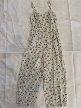 Old Navy Cream Floral Spaghetti-Strap Jumpsuit